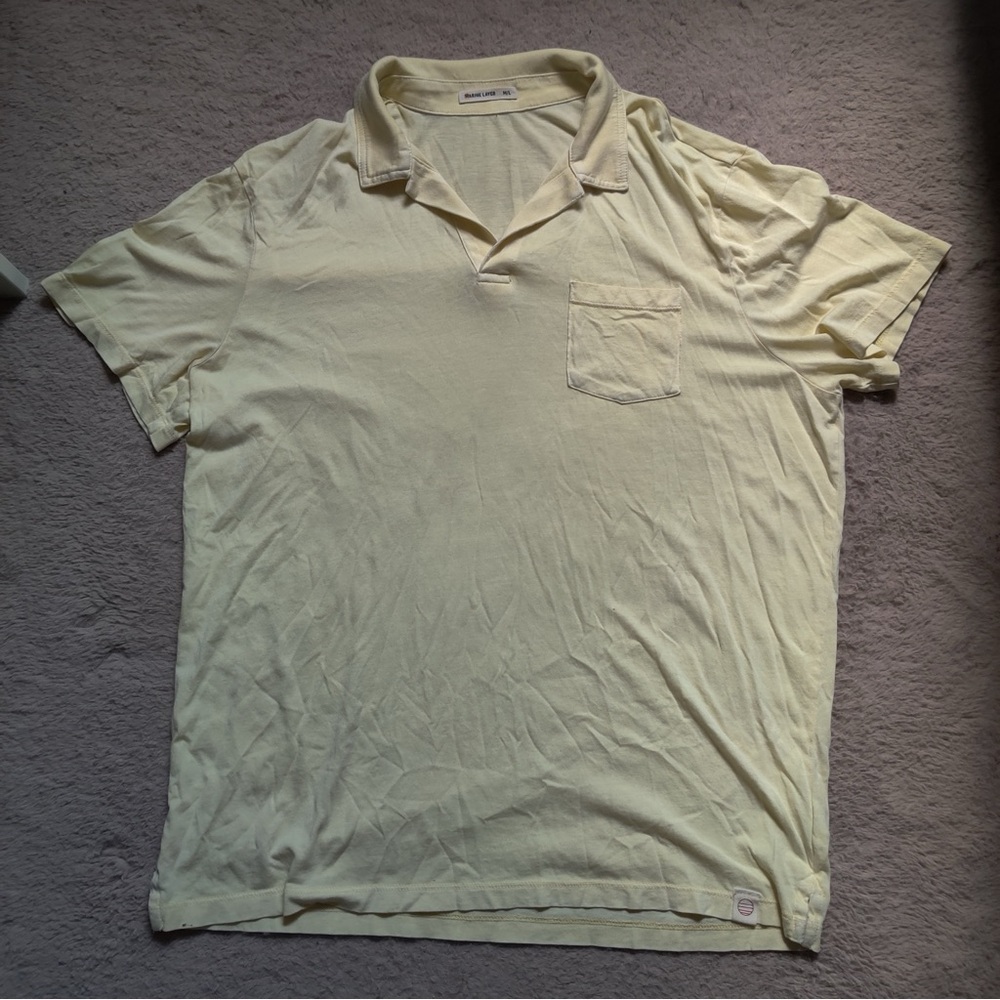 Marine Layer Garment Dye Resort Polo Shirt Size M/L Yellow Paler Banana Preppy - Picture 2 of 7